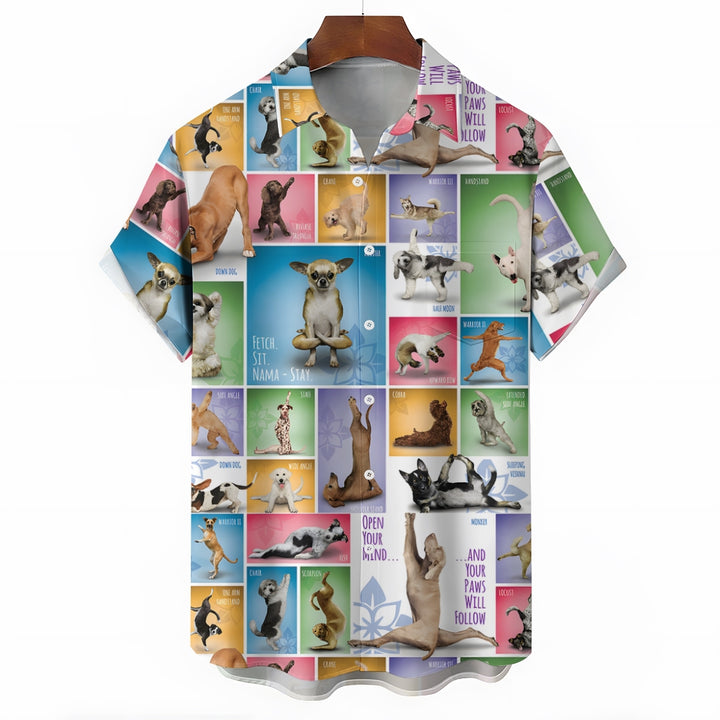 Men's yoga dog print short sleeve shirt 2408005728