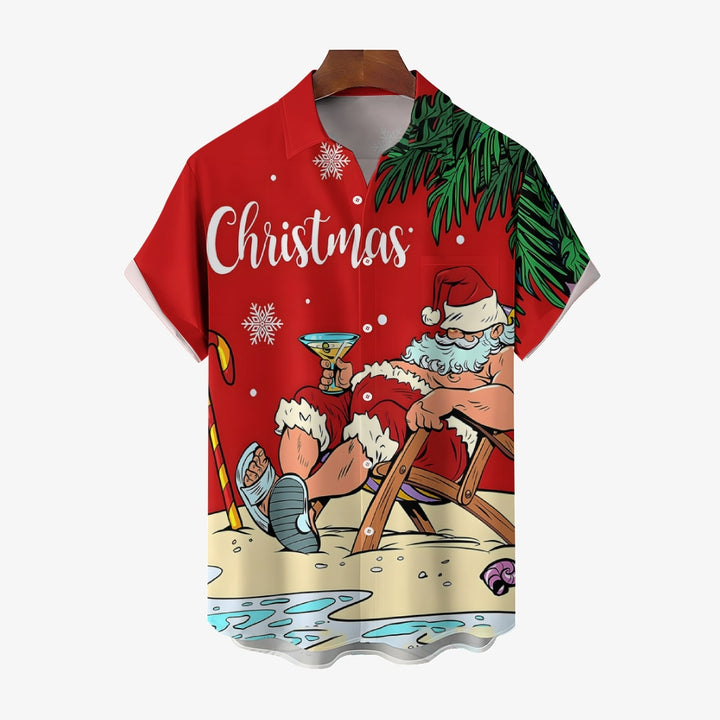 Christmas Santa Claus Leisure Vacation Short Sleeve Shirt 2409005120