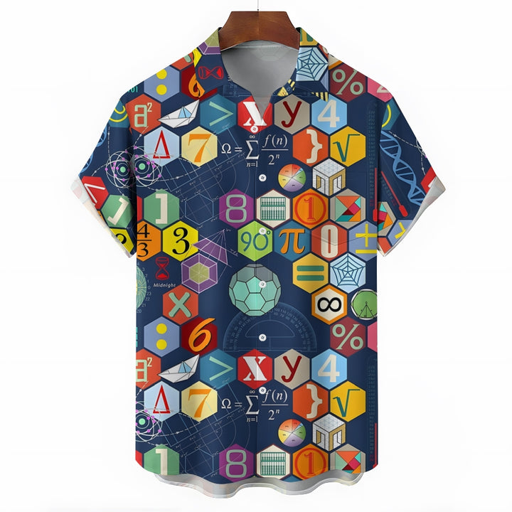 Mathematical Symbols Casual Large Size Short Sleeve Shirt 2407003663