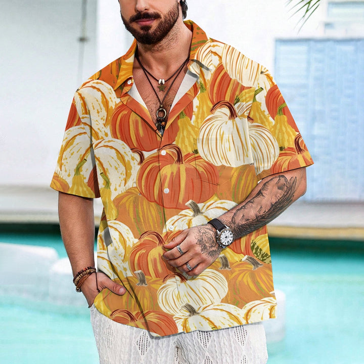 Thanksgiving Pumpkin Casual Short Sleeve Shirt 2410001539