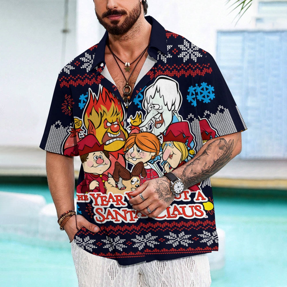 Santa Claus Cartoon Casual Short Sleeve Shirt 2409008997