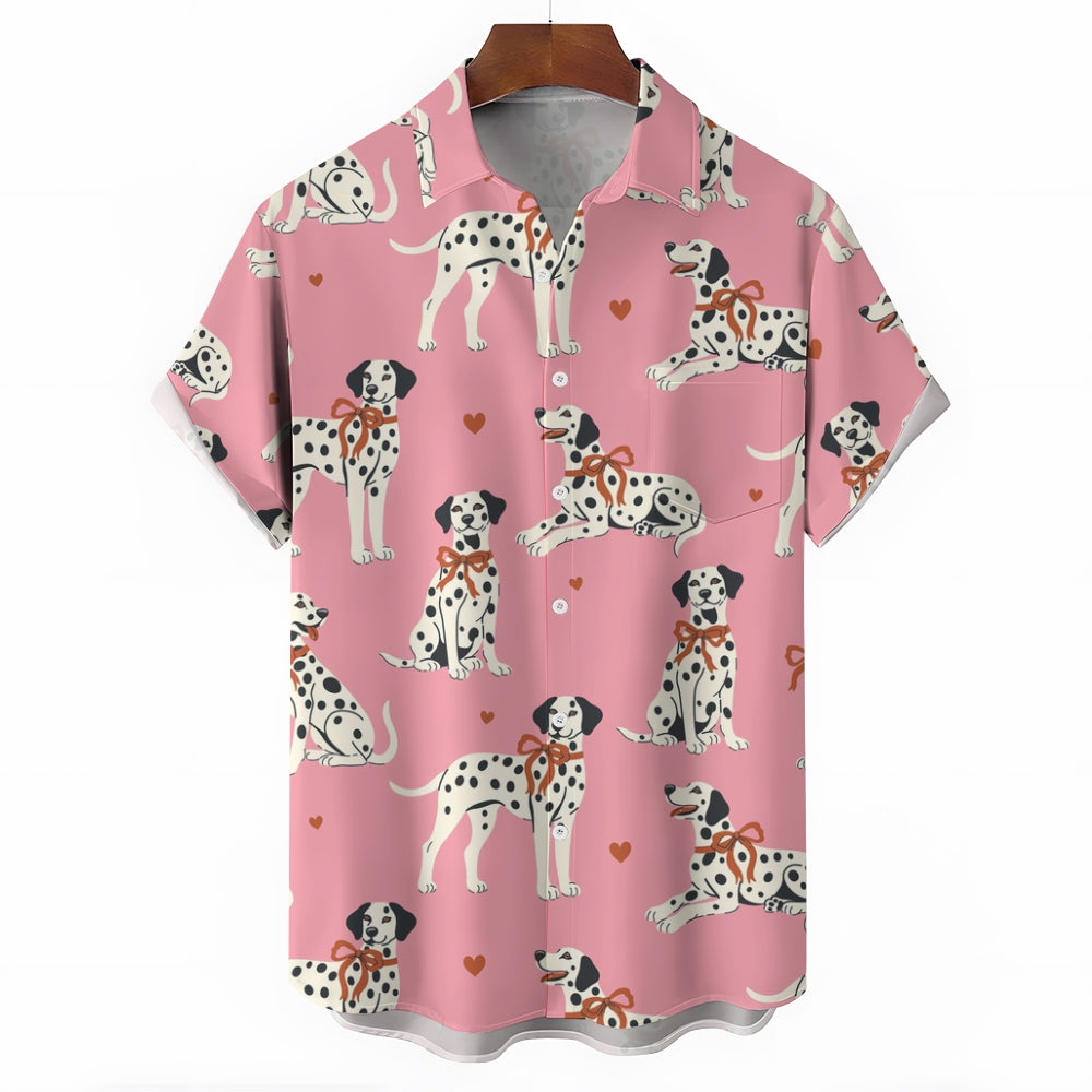 Butterfly Dalmatian print Casual Short Sleeve Shirt 2412010192