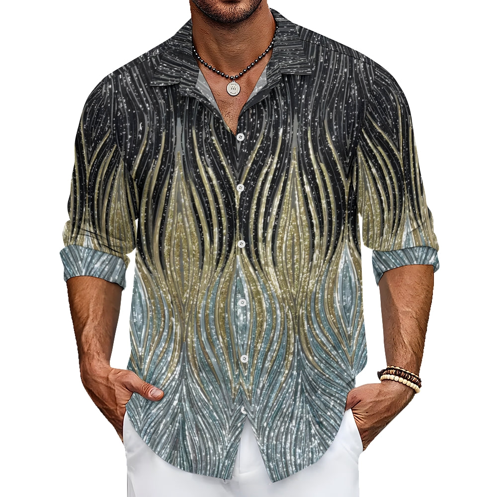 Men's Optical Illusion Silver Gold Outdoor Street Long Sleeve Shirt