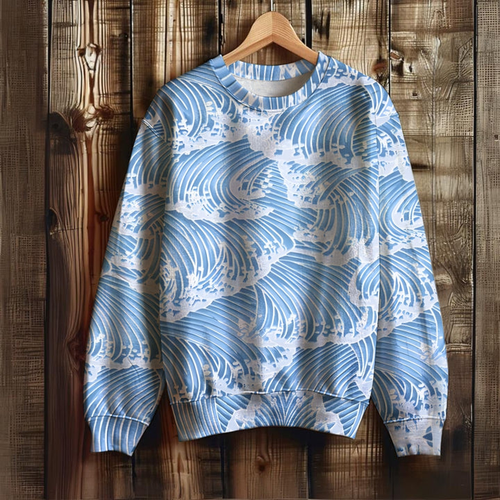 Men's Wave Print Unisex Sweatshirt 2410009093