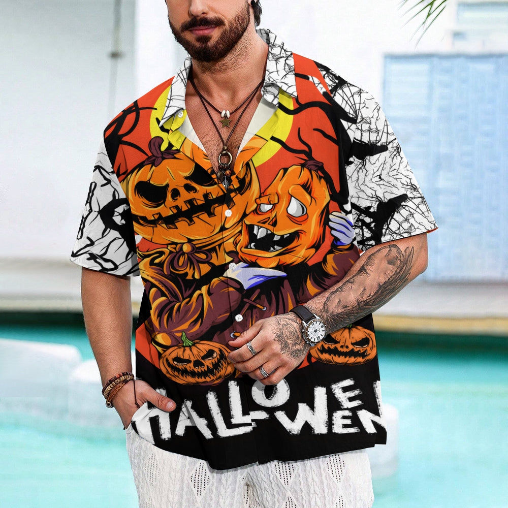 Halloween Ghost Pumpkin Short Sleeve Shirt 2409005117