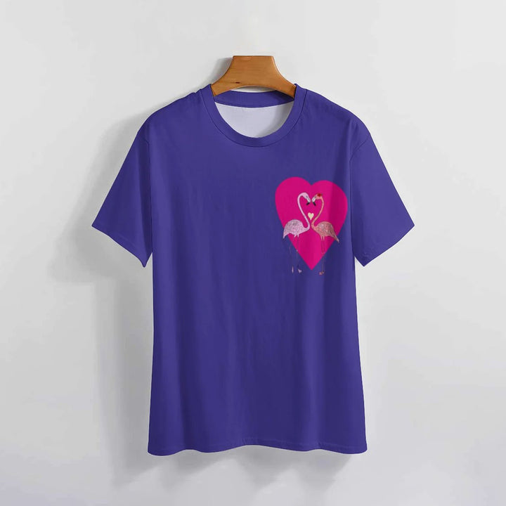 Men's Love Flamingo Round Neck Casual T-Shirt 2401000110