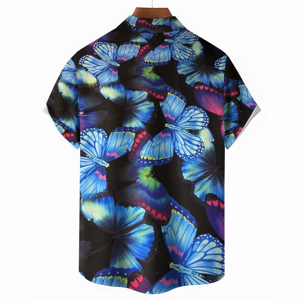 Butterfly Print Casual Short Sleeve Shirt 2408004460