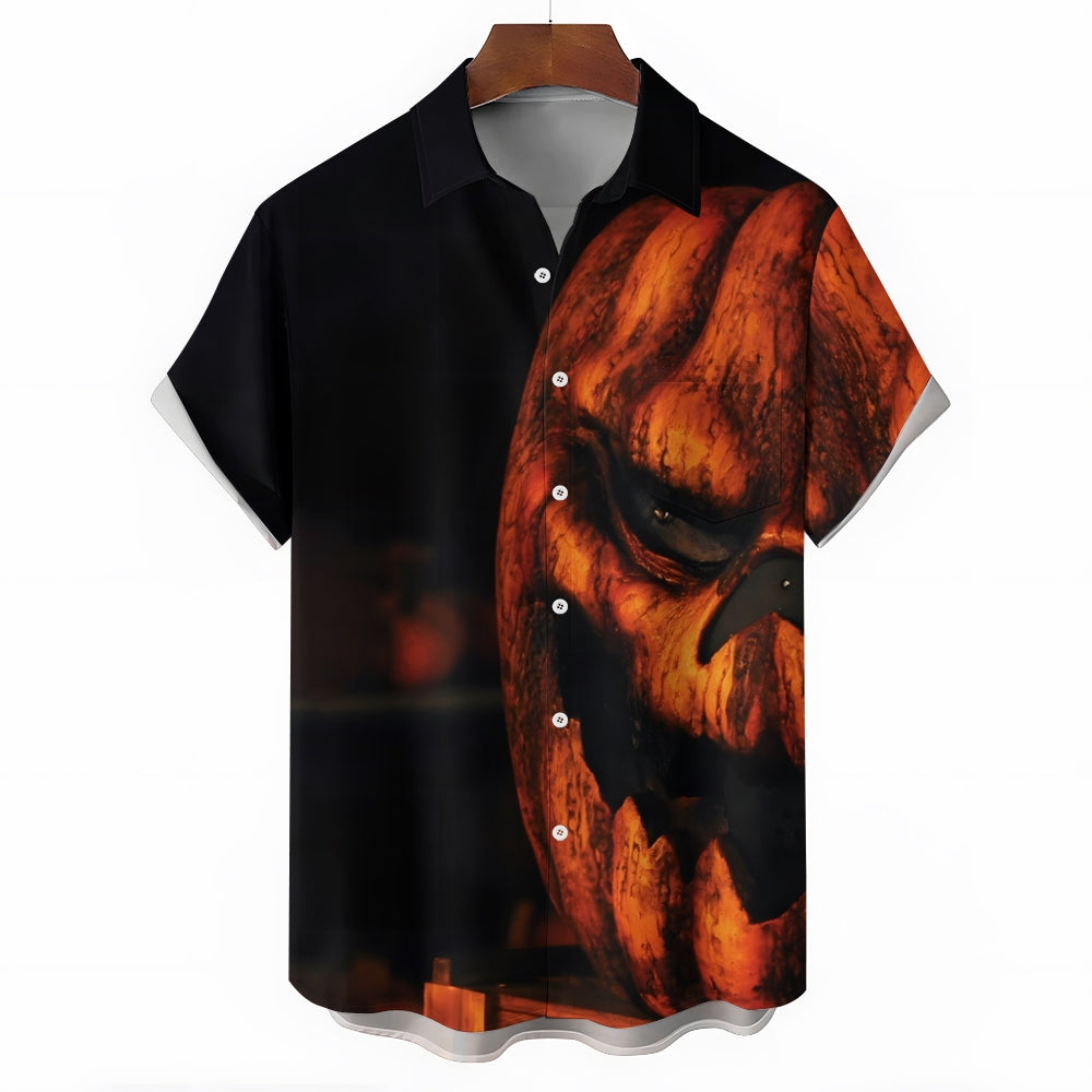 Halloween Ghost Pumpkin Casual Short Sleeve Shirt 2408007011