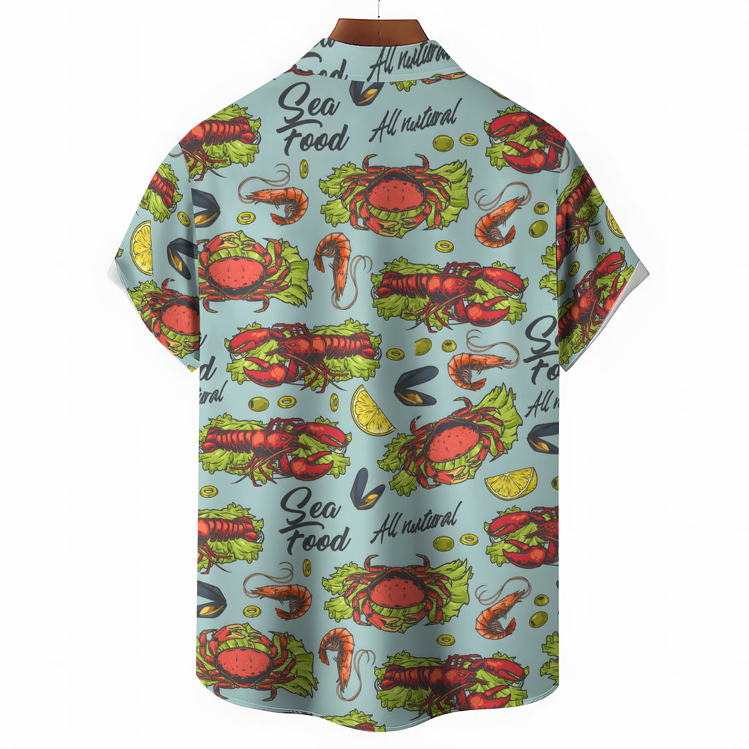 Lobster Delicious Food Print Casual Short Sleeve Shirt 2404001794
