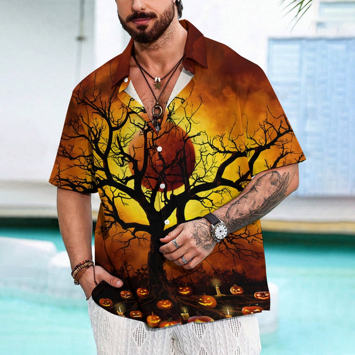 Halloween Ghost Pumpkin Casual Short Sleeve Shirt 2409008965