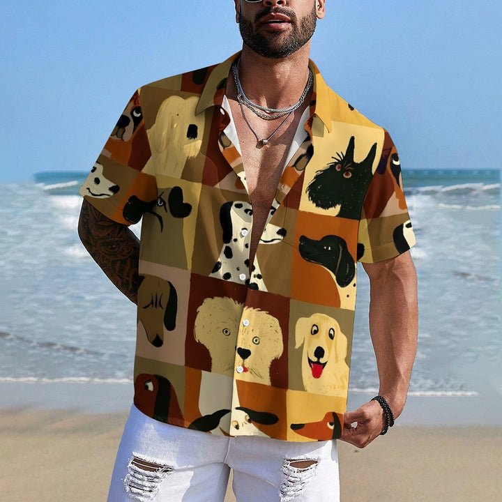 Dogs Cartoon Casual Large Size Short Sleeve Shirt 2407004402