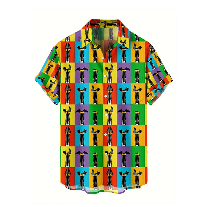 Men's Colorful Cartoon Animal Print Shirt