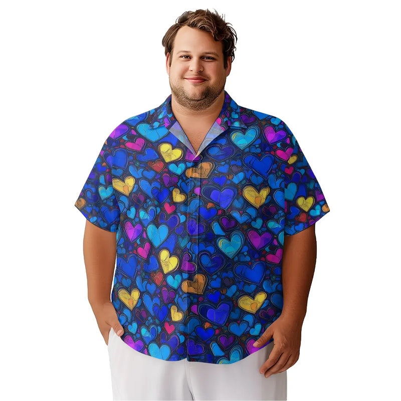 Valentine's Day Love Heart Print Shirt for Men