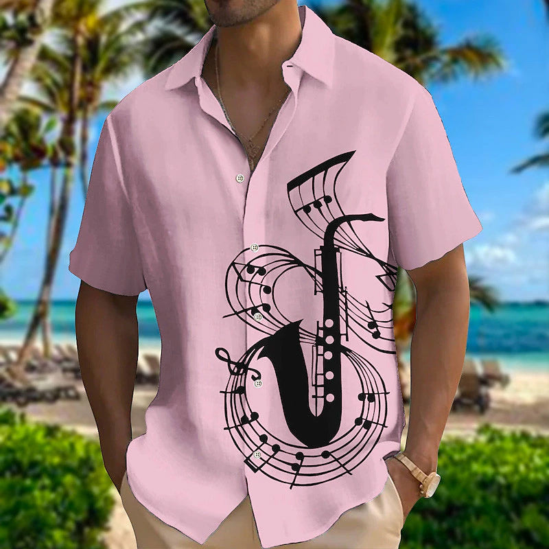 Men's Music Notes Musical Instrument Graphic Prints Shirt