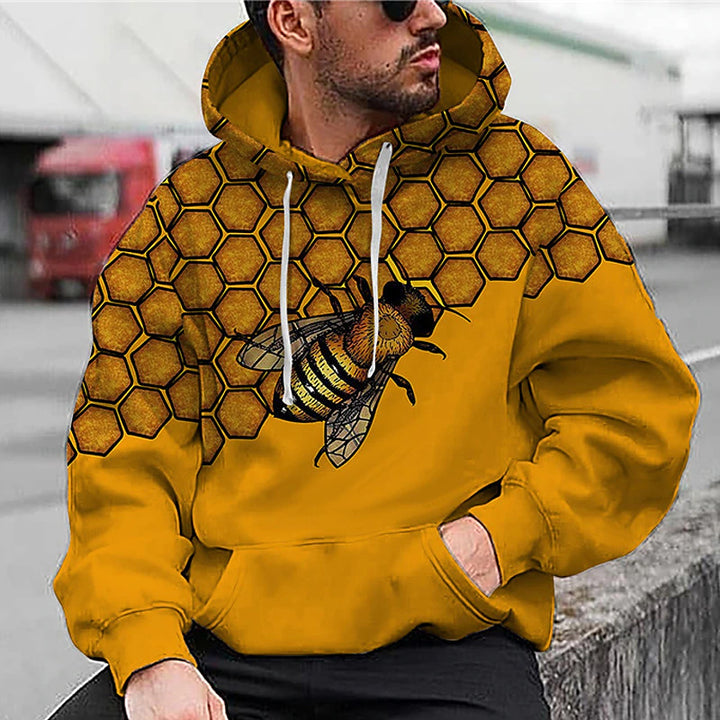 Unisex Yellow Bee Graphic Prints Hoodie