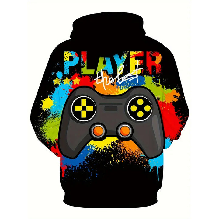 Mens Gamepad Graphic Loose Fit Casual Hoodie