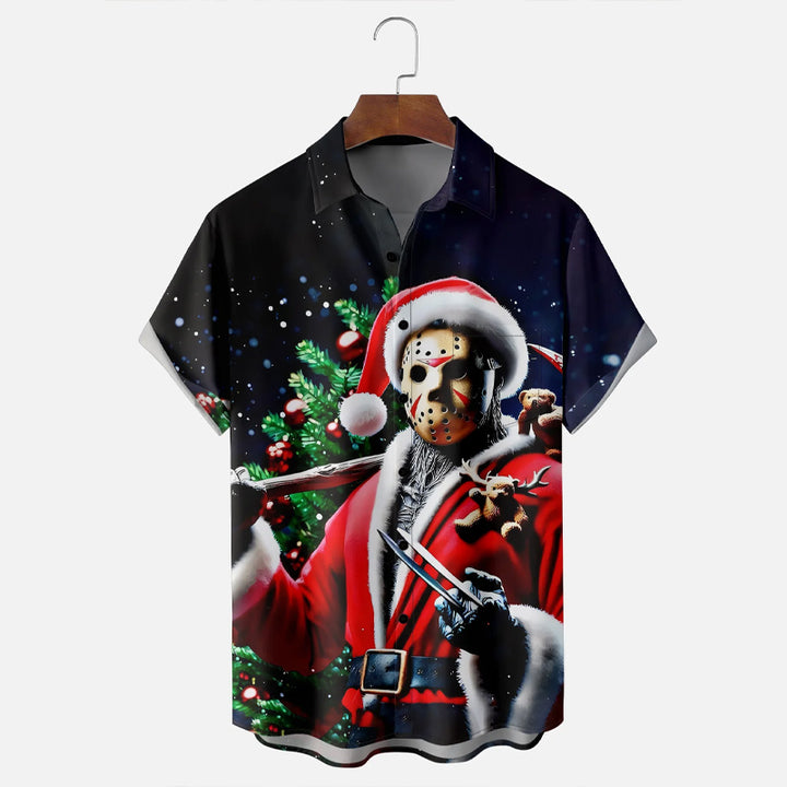 Christmas Scary Santa Short Sleeve Shirt