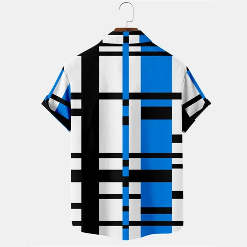 Men's Contrast Stripe Print Short-Sleeved Shirt