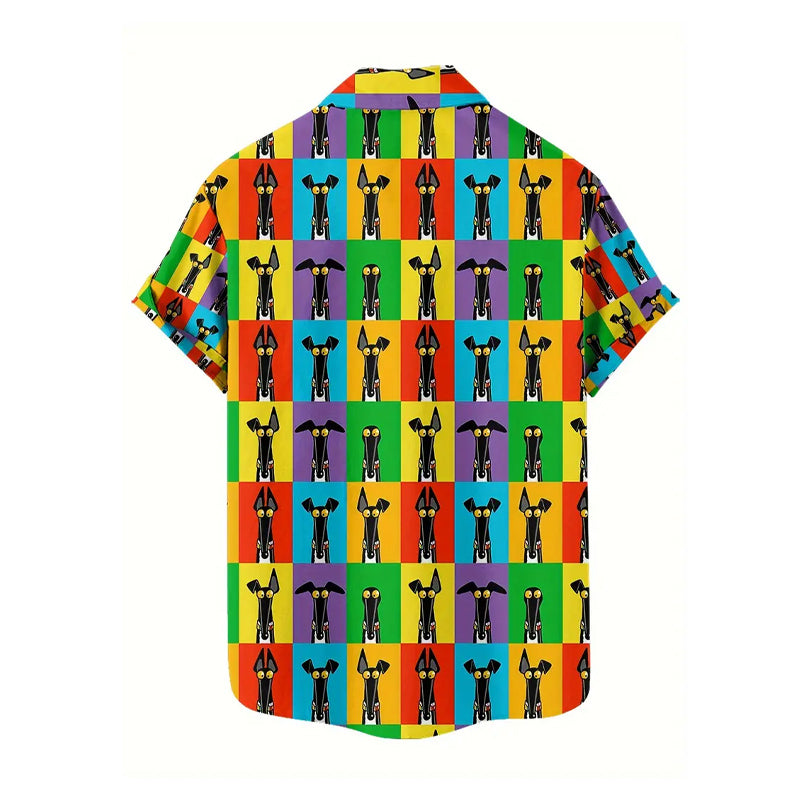 Men's Colorful Cartoon Animal Print Shirt