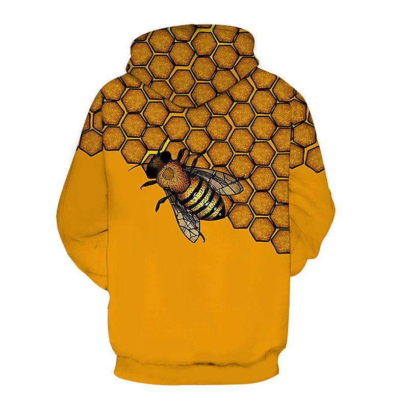 Unisex Yellow Bee Graphic Prints Hoodie