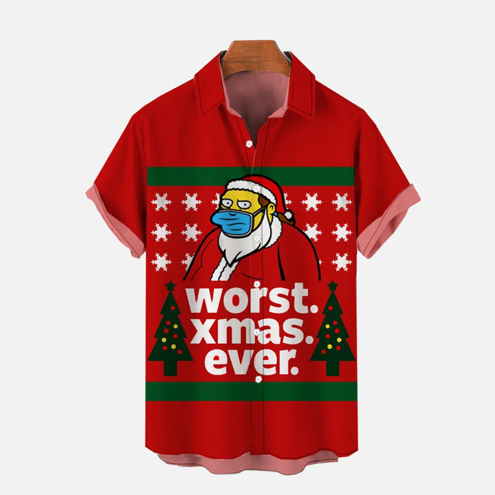 Men's Red Worst Christmas Ever Printing  Shirt