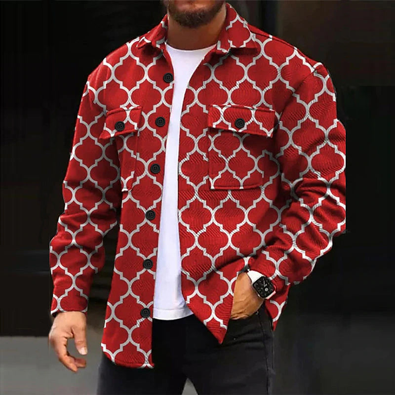 Men's Geometry Long Sleeve Casual Outdoor Jacket