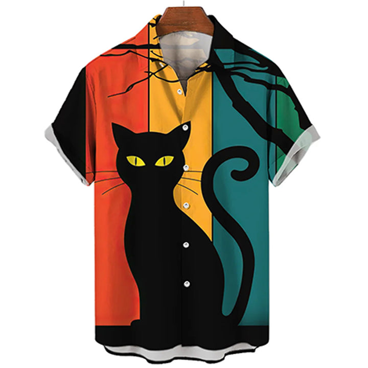 Men's 3D Prints Cat Graphics Short Sleeve Shirts