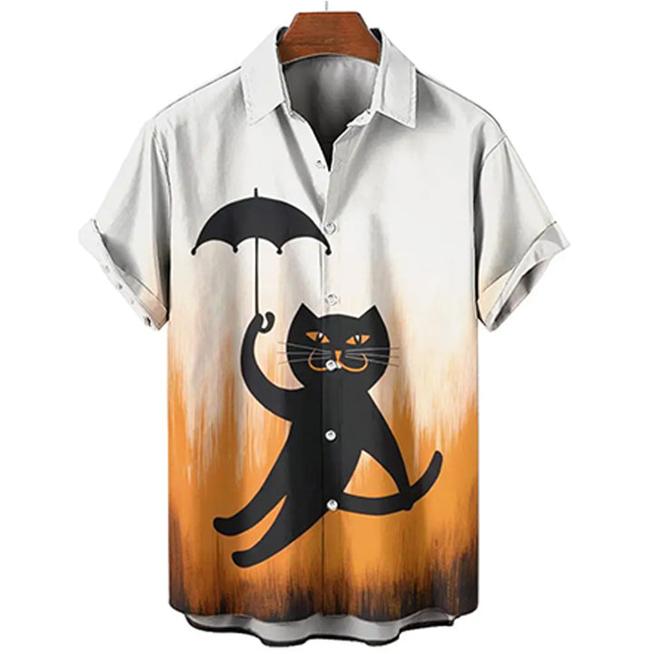 Men's 3D Prints Cat Graphics Short Sleeve Shirts