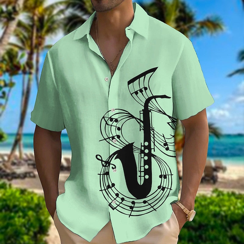 Men's Music Notes Musical Instrument Graphic Prints Shirt