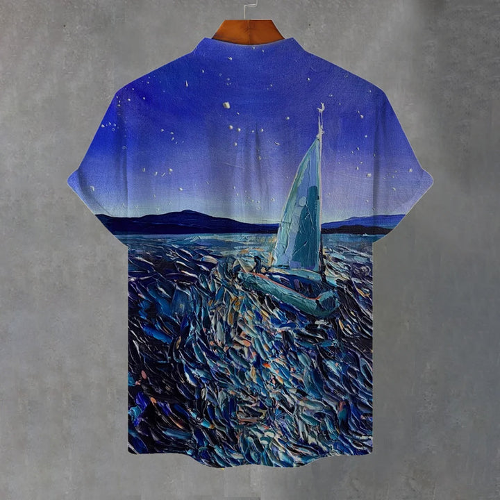 Men's Painterly Art Linen Blend Shirt