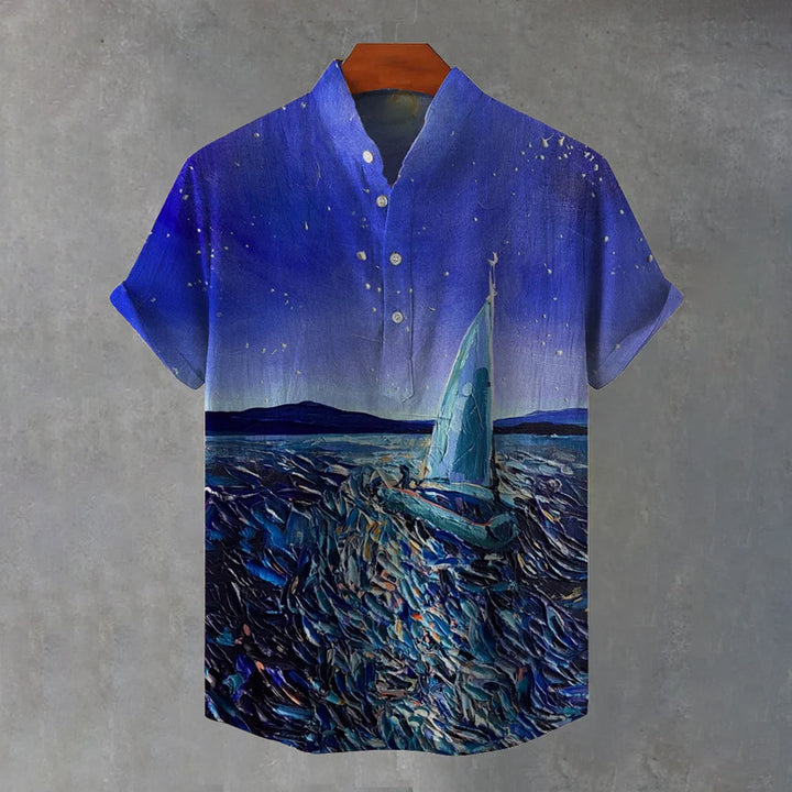 Men's Painterly Art Linen Blend Shirt