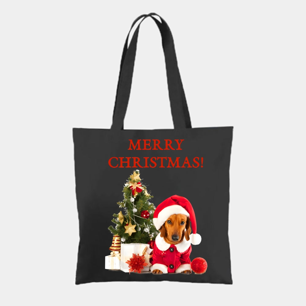 Merry Christmas Dog Pattern Casual Tote Bag