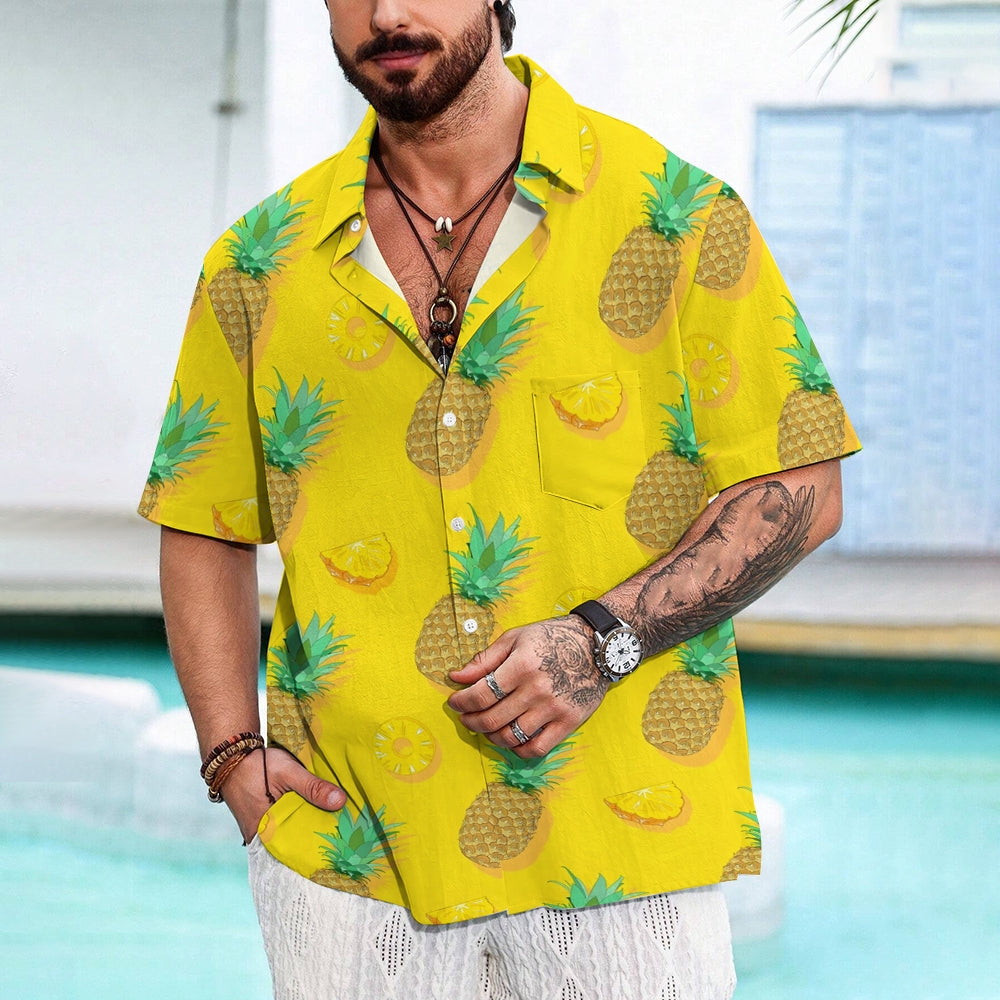 Men's Hawaiian Pineapple Casual Short Sleeve Shirt 2410004904