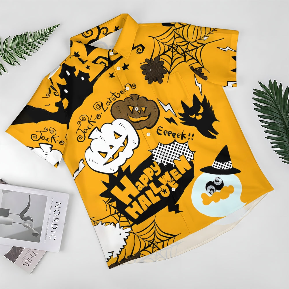 Halloween Ghost Pumpkin Casual Large Size Short Sleeve Shirt 2408000388