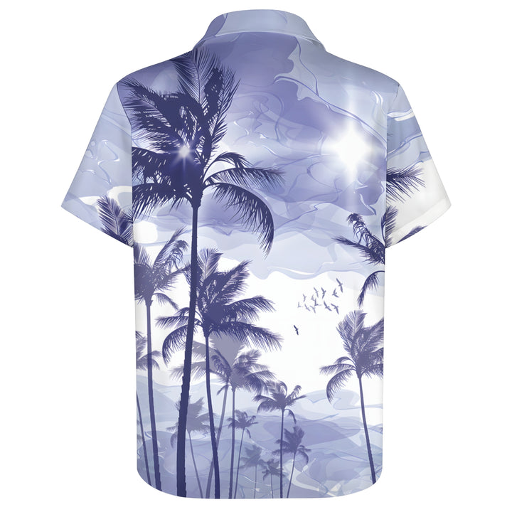 Men's Hawaiian Vacation Palm Tree Print Casual Short Sleeve Shirt 2404000843