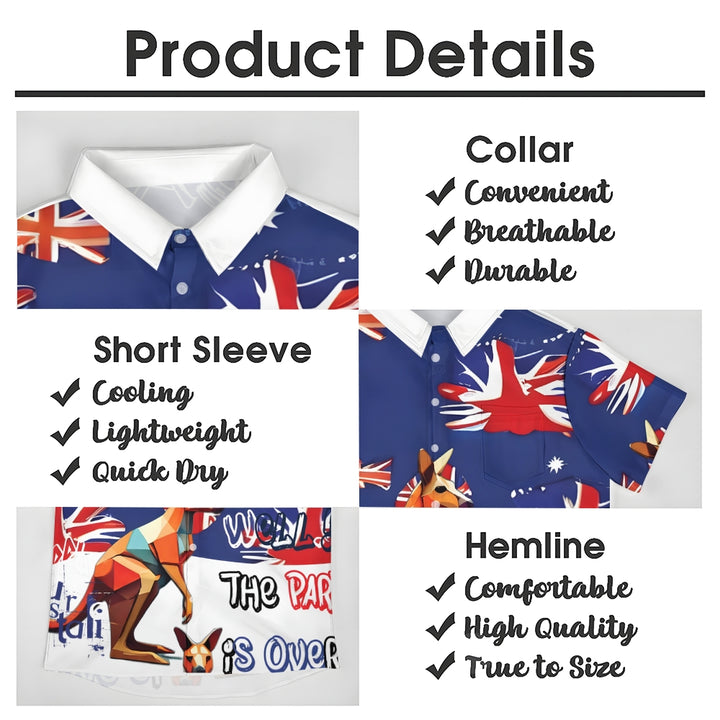 Australia Day Holiday Prints Casual Short Sleeve Shirt 2412001301