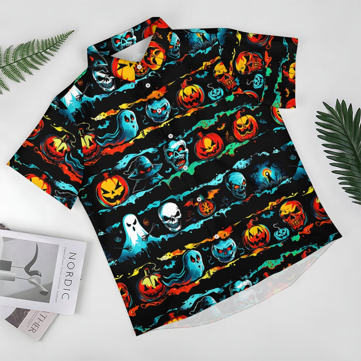 Ghost Halloween Pumpkin Casual Large Size Short Sleeve Shirt 2407003703