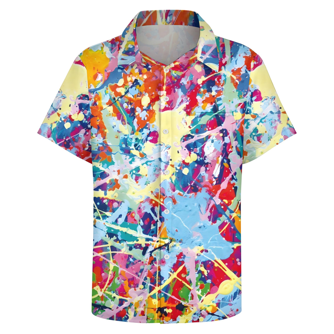 Men's Colorful Art Print Casual Short Sleeve Shirt 2404001897