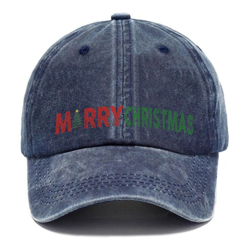 Retro Christmas Letter Casual Washed Cap