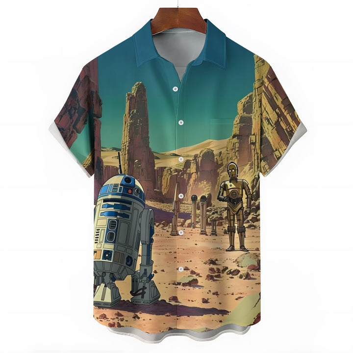 Sci-Fi Character Cartoon Casual Short Sleeve Shirt 2408007029