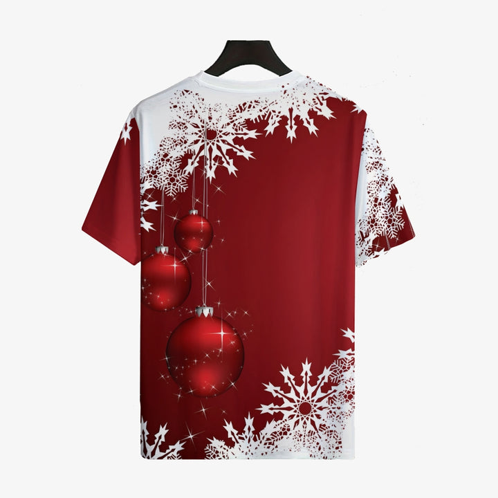 Men's Christmas Trendy Snowflake Graphic Print Short Sleeve T-Shirt