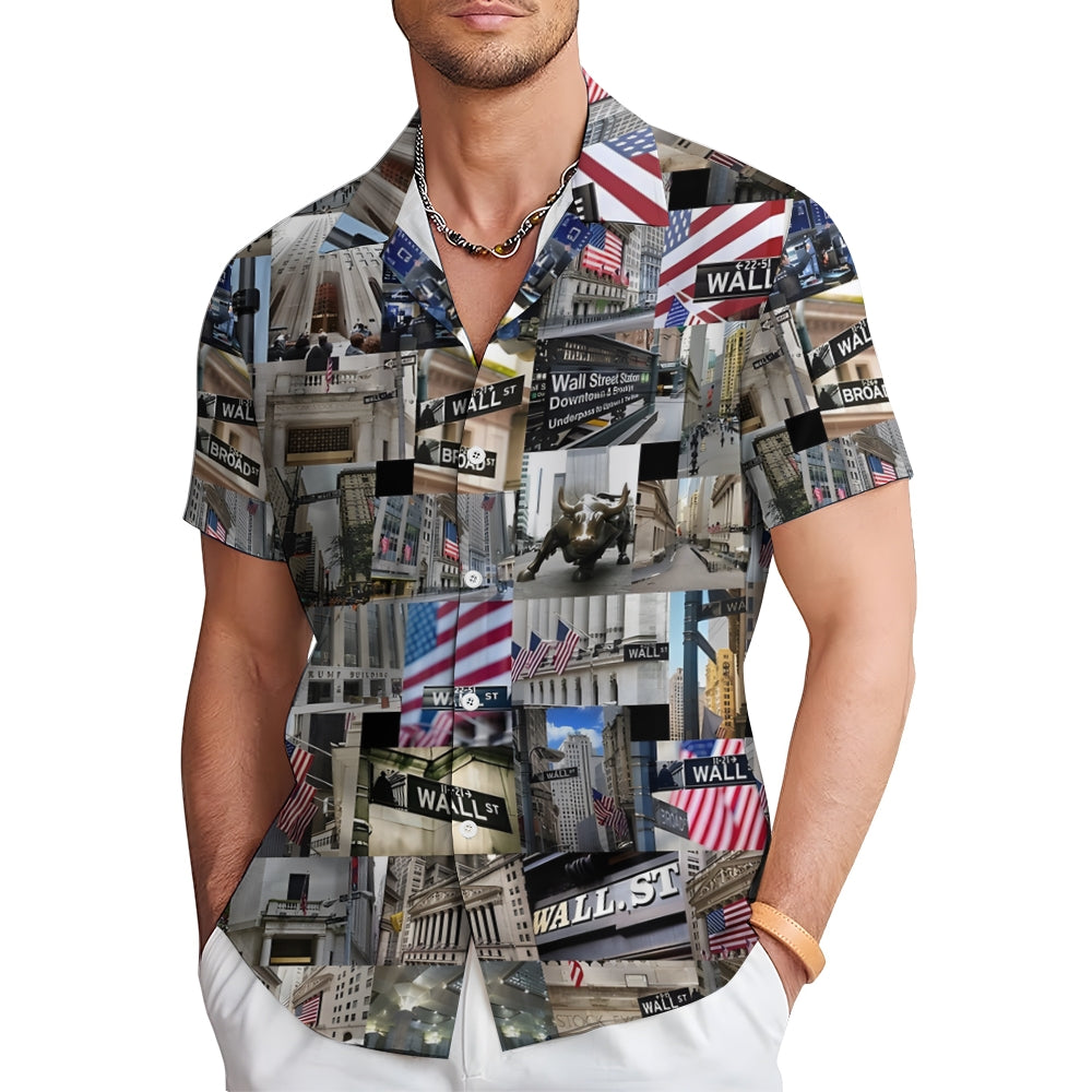 Wall Street Casual Oversized Short Sleeve Shirt 2407002877