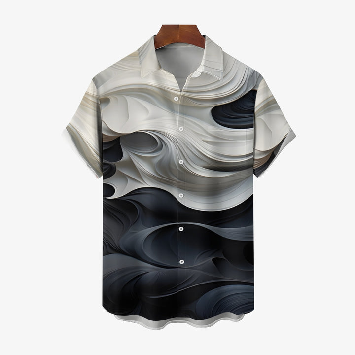 Men's Texture Print Casual Short Sleeve Shirt 2404000056