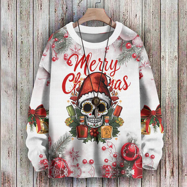 Sugar Skull Merry Christmas with Tequila Knitted Sweater