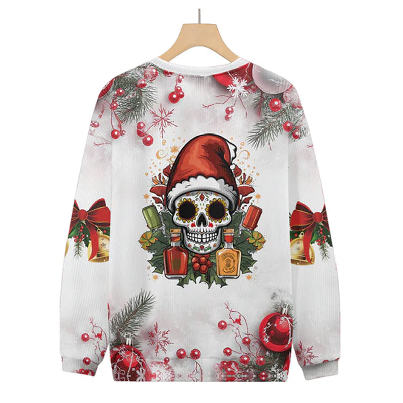 Sugar Skull Merry Christmas with Tequila Knitted Sweater