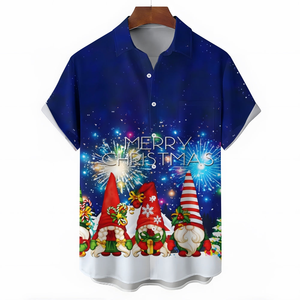 Merry Christmas Decorative Print Short Sleeve Shirt 2409011390