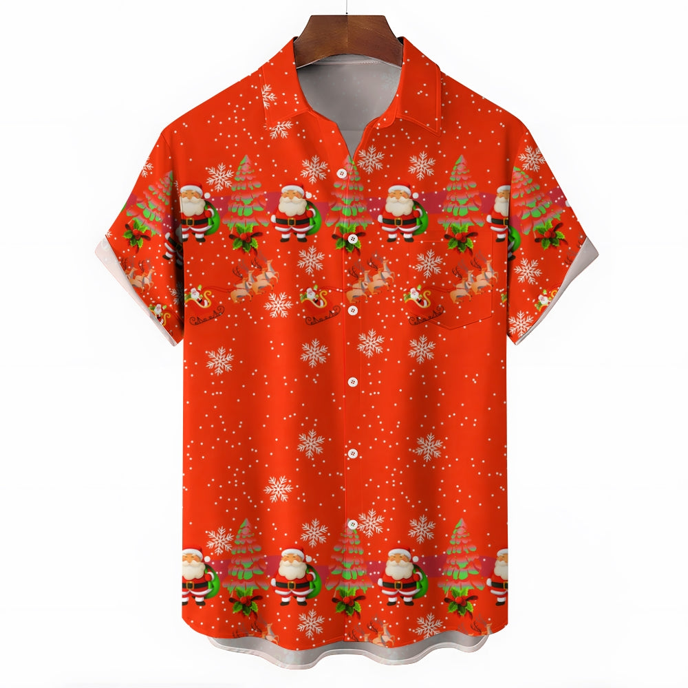 Christmas Santa Claus Snowflakes Short Sleeve Shirt 2411003239