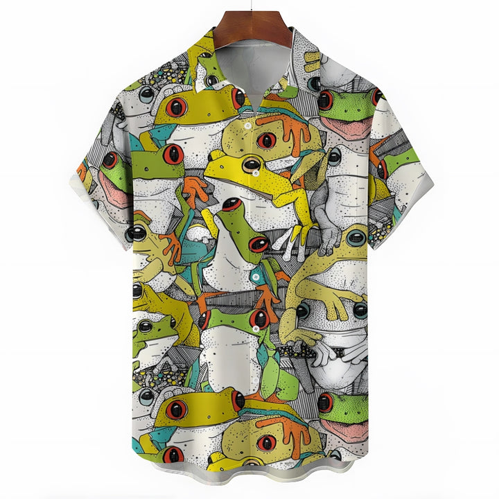 Men's Rainforest Frogs Hawaiian Short Sleeve Shirt 2410009341