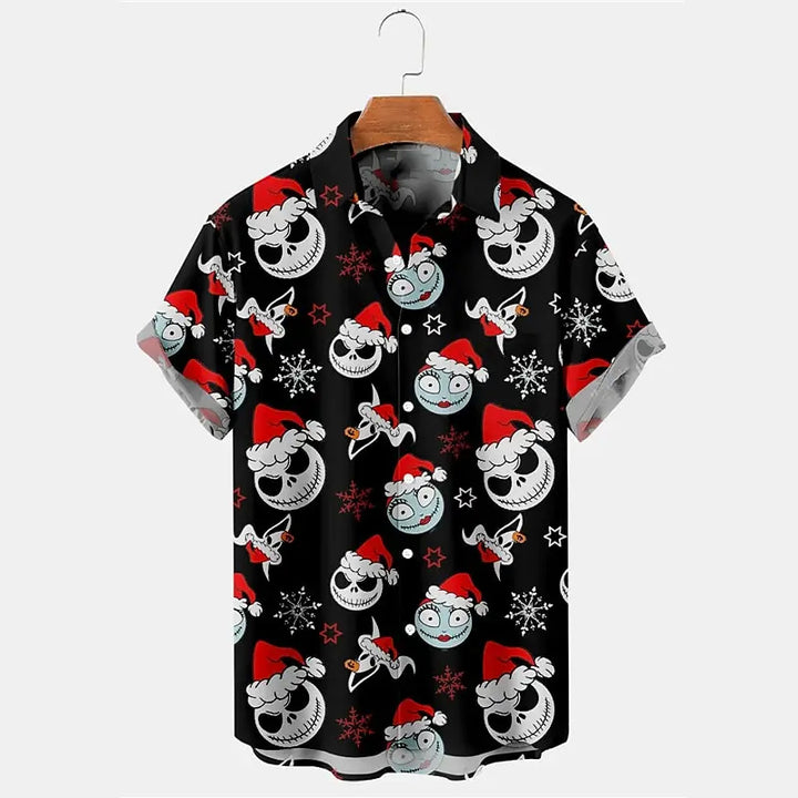 Men's Christmas Skull Goth Casual Shirt