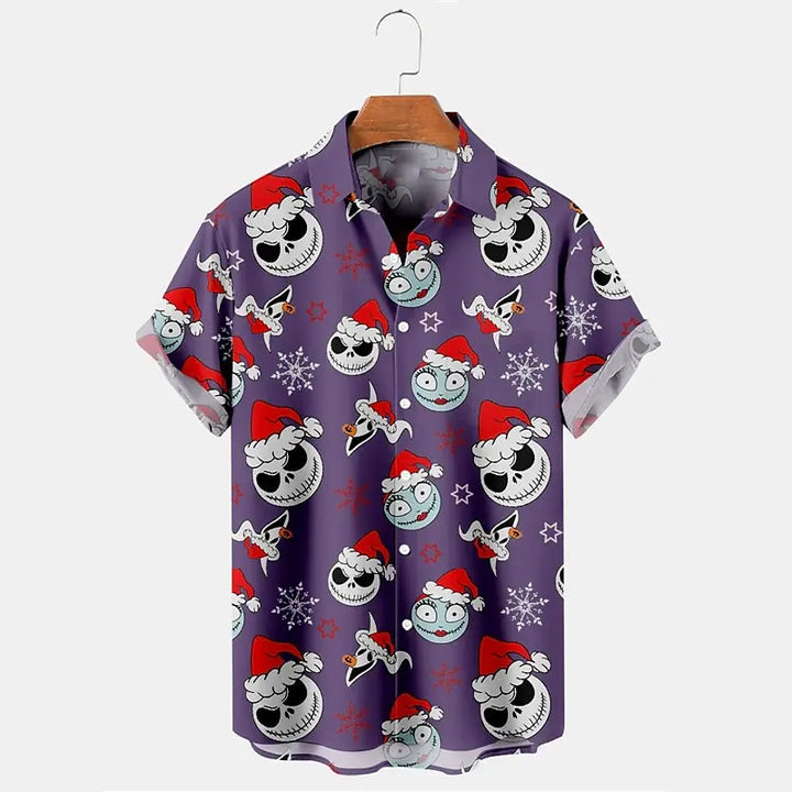 Men's Christmas Skull Goth Casual Shirt